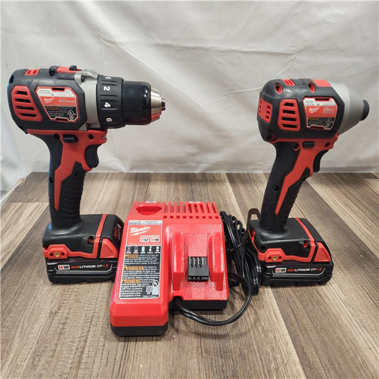 AS-IS- Milwaukee 18V Cordless Brushed 2-Tool Drill/Driver and Impact Driver Kit
