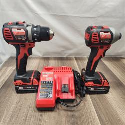 AS-IS- Milwaukee 18V Cordless Brushed 2-Tool Drill/Driver and Impact Driver Kit