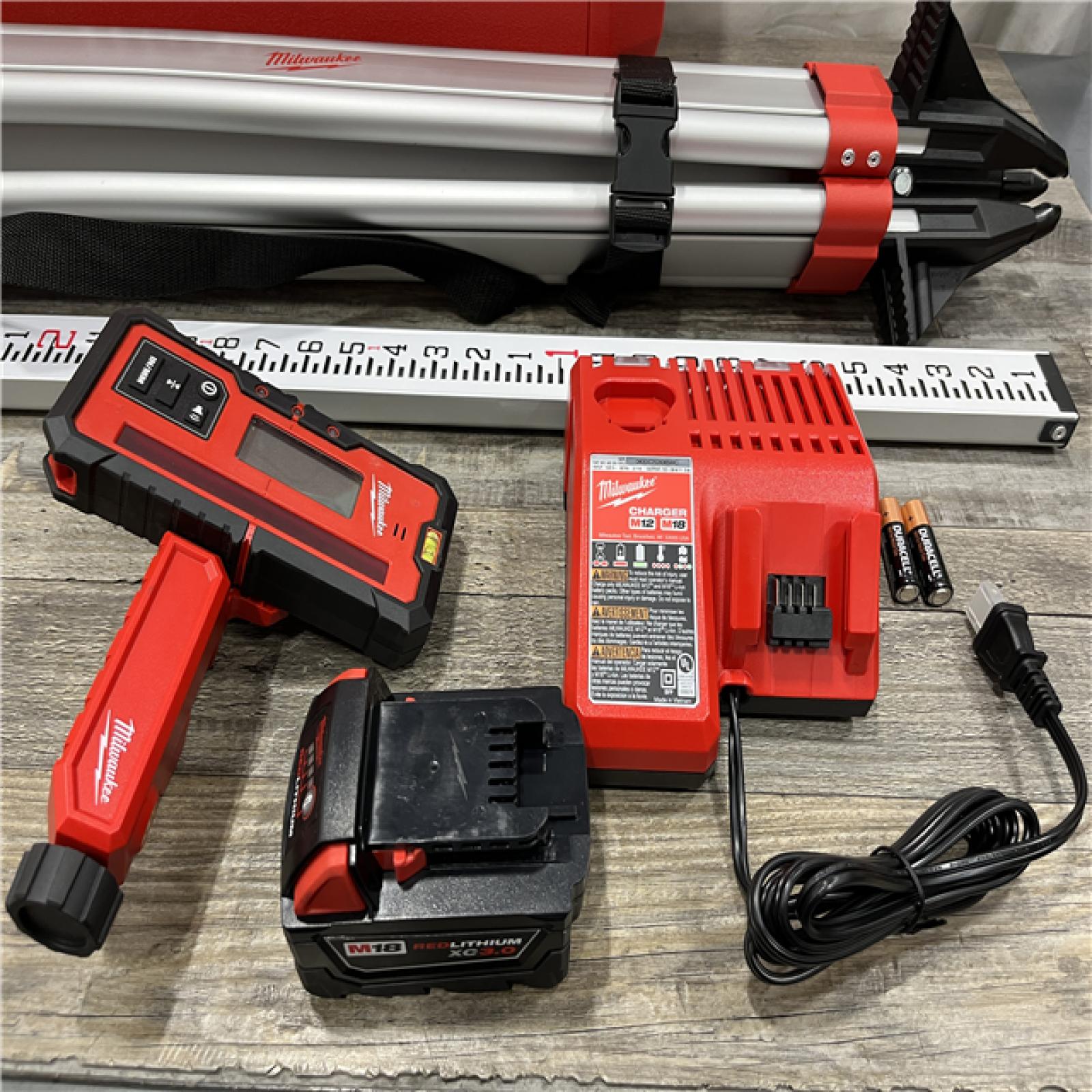 AS-IS Milwaukee M18 2000 ft. Red Exterior Rotary Laser Level Kit