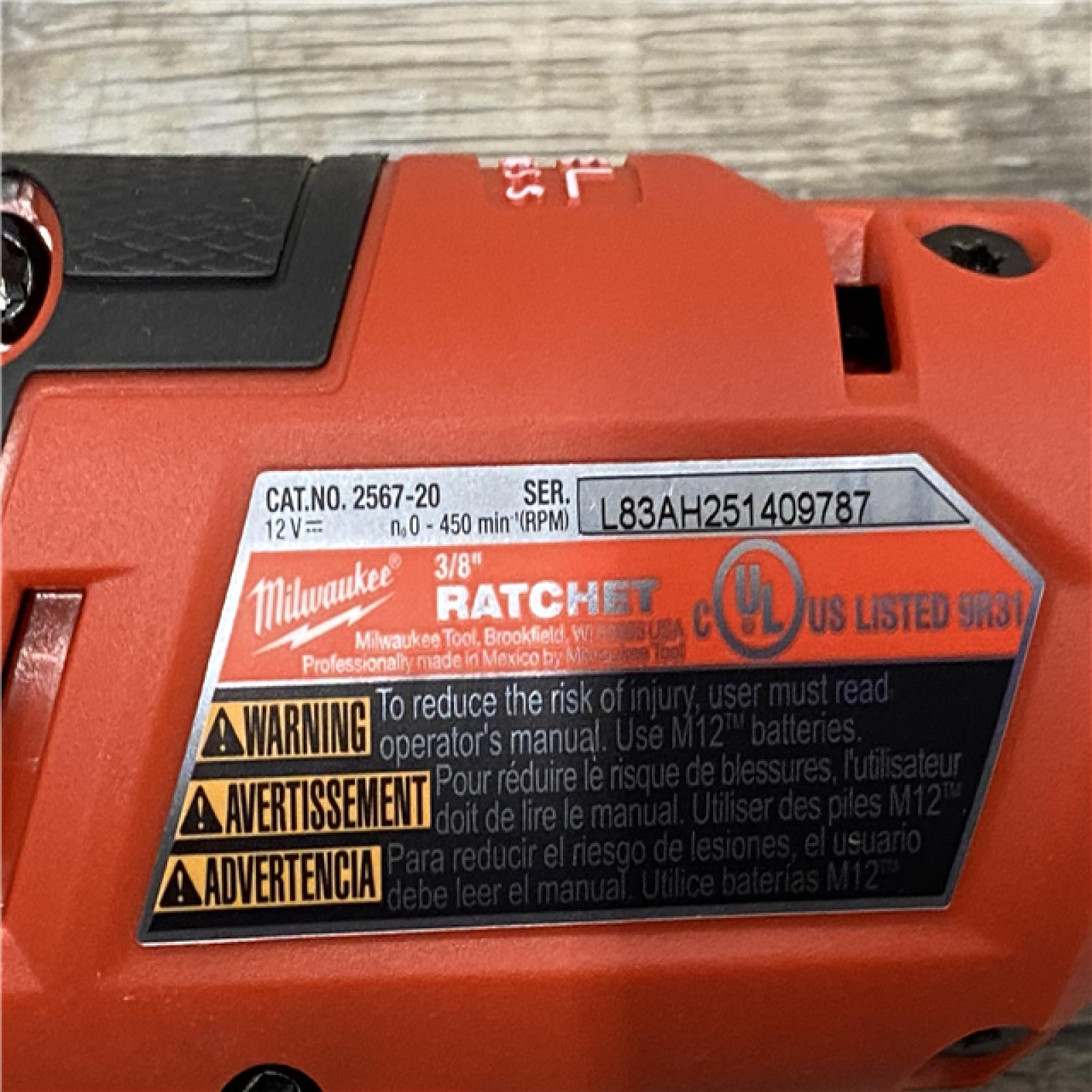 AS-IS Milwaukee FUEL 12-Volt Lithium-Ion Brushless Cordless High Speed 3/8 in. Ratchet (Tool-Only)