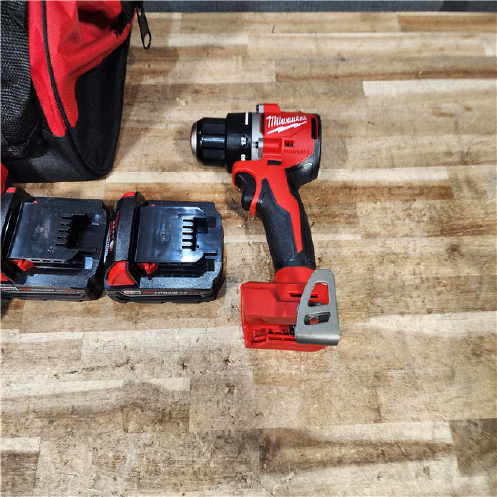 HOUSTON LOCATION - AS - IS Milwaukee 18V Lithium-Ion Brushless Cordless 1/2 in. Compact Drill/Driver Kit