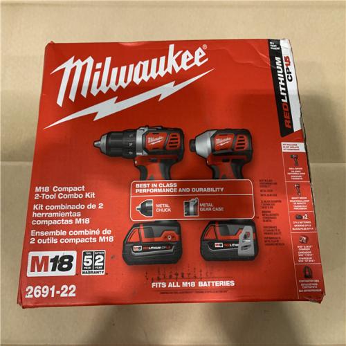 NEW - Milwaukee 18V Cordless Brushed 2-Tool Drill/Driver and Impact Driver Kit