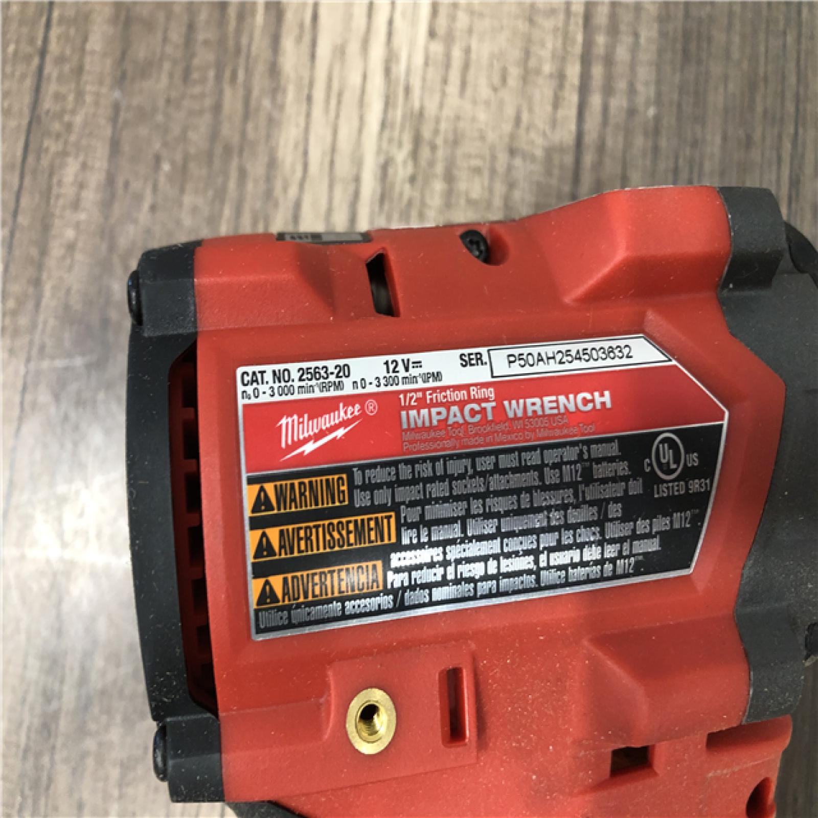 AS-IS Milwaukee FUEL 12V Lithium-Ion Brushless Cordless Stubby 1/2 in. Impact Wrench (Tool-Only)