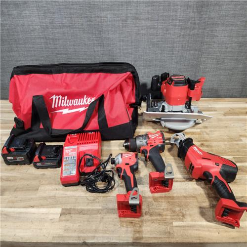 HOUSTON LOCATION - AS - IS Milwaukee 4 TOOL COMBO W/ 2 BATTERIES & 1 CHARGER
