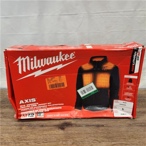 NEW! Milwaukee Women's Large M12 12-Volt Lithium-Ion Cordless AXIS Black Heated Quilted Jacket Kit