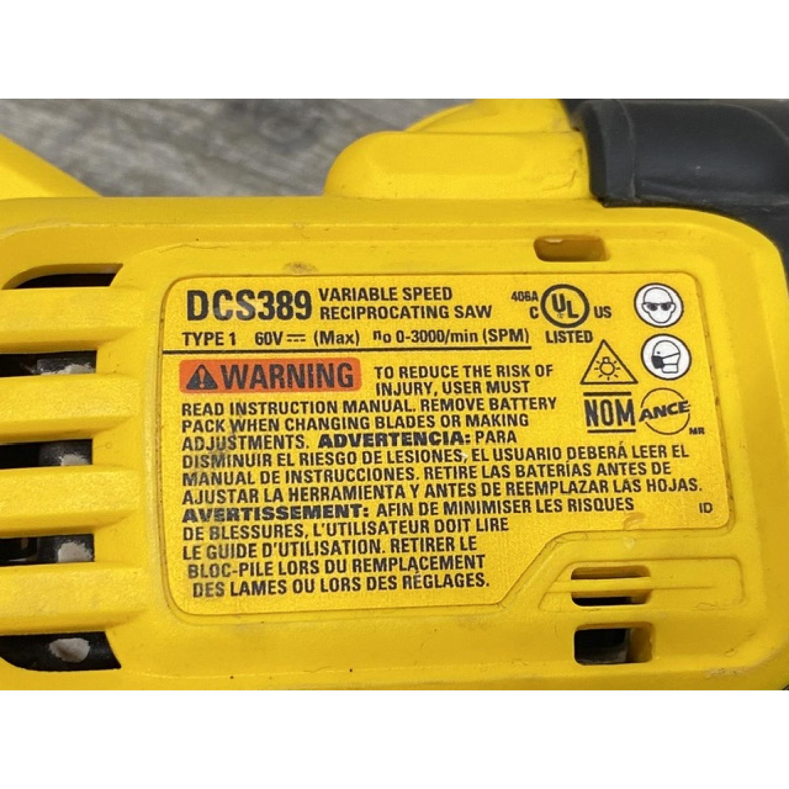 AS-IS DEWALT FLEXVOLT 60V MAX Cordless Brushless Reciprocating Saw (Tool Only)