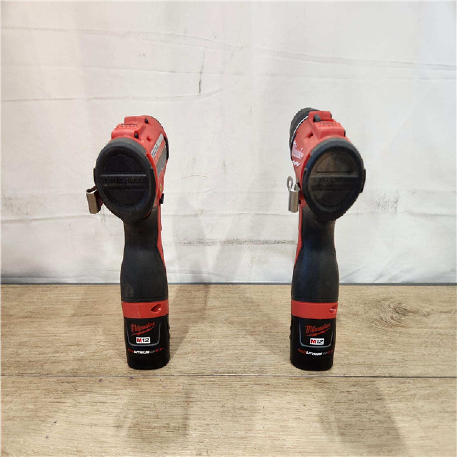 AS-IS- M12 12-Volt Lithium-Ion Brushless Cordless Subcompact Drill and Impact Driver Combo Kit W/2 Batteries and Bag (2-Tool)