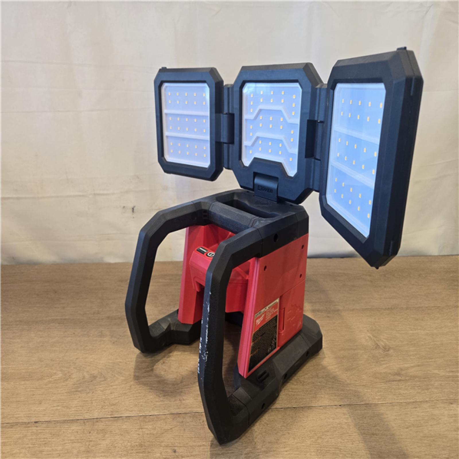 AS-IS Milwaukee 18V Cordless 4500 Lumens ROVER Dual Power Triple-Panel Flood & Area Light (Tool-Only)