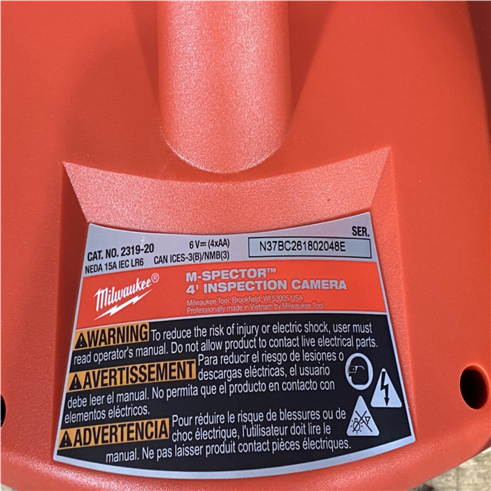 Houston Location AS-IS Milwaukee M- Spector 4 ft. Inspection Sewer Camera Scope