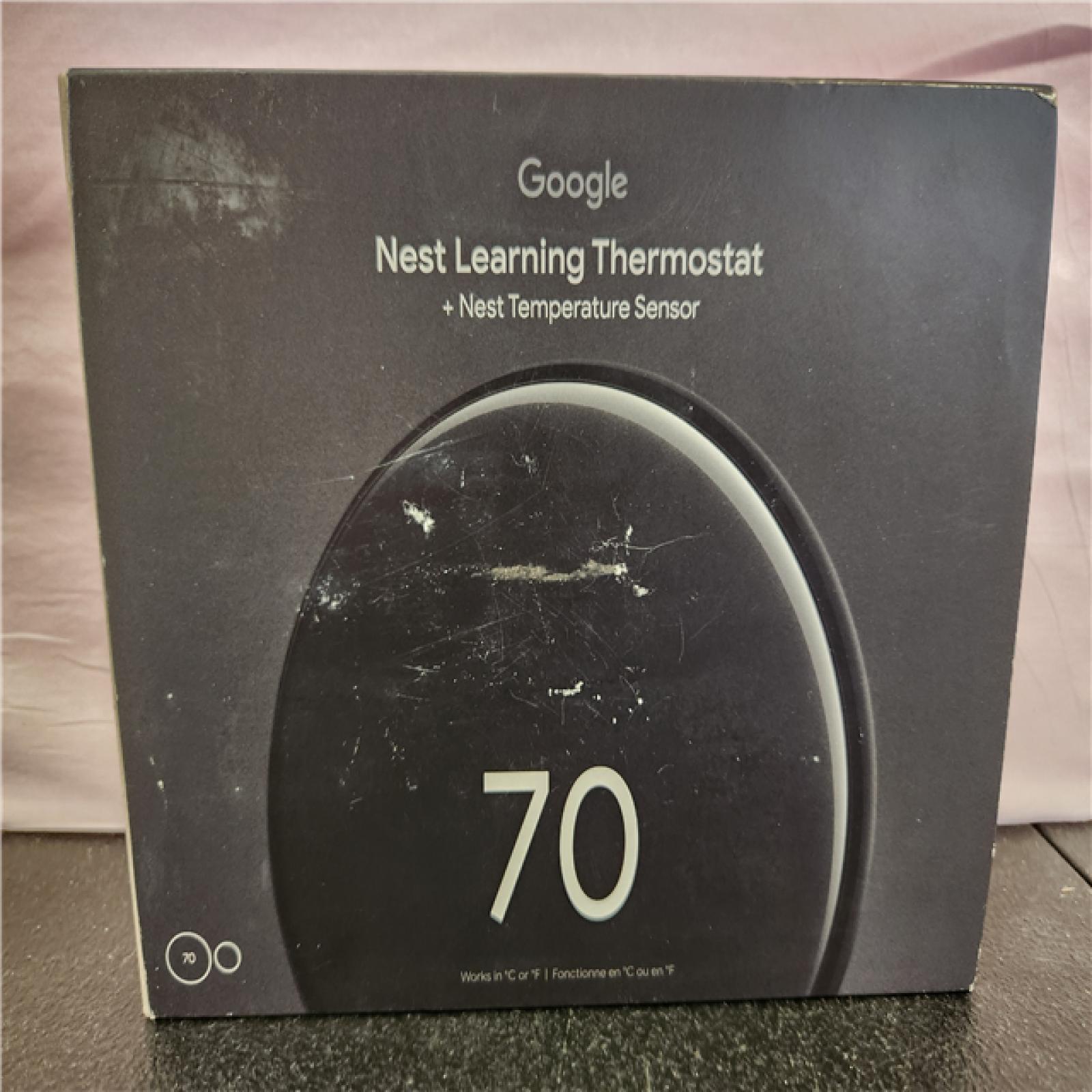 Phoenix AS-IS Google Nest Learning Thermostat (4th Gen) with Nest Temperature Sensor (2nd Gen) - Polished Obsidian