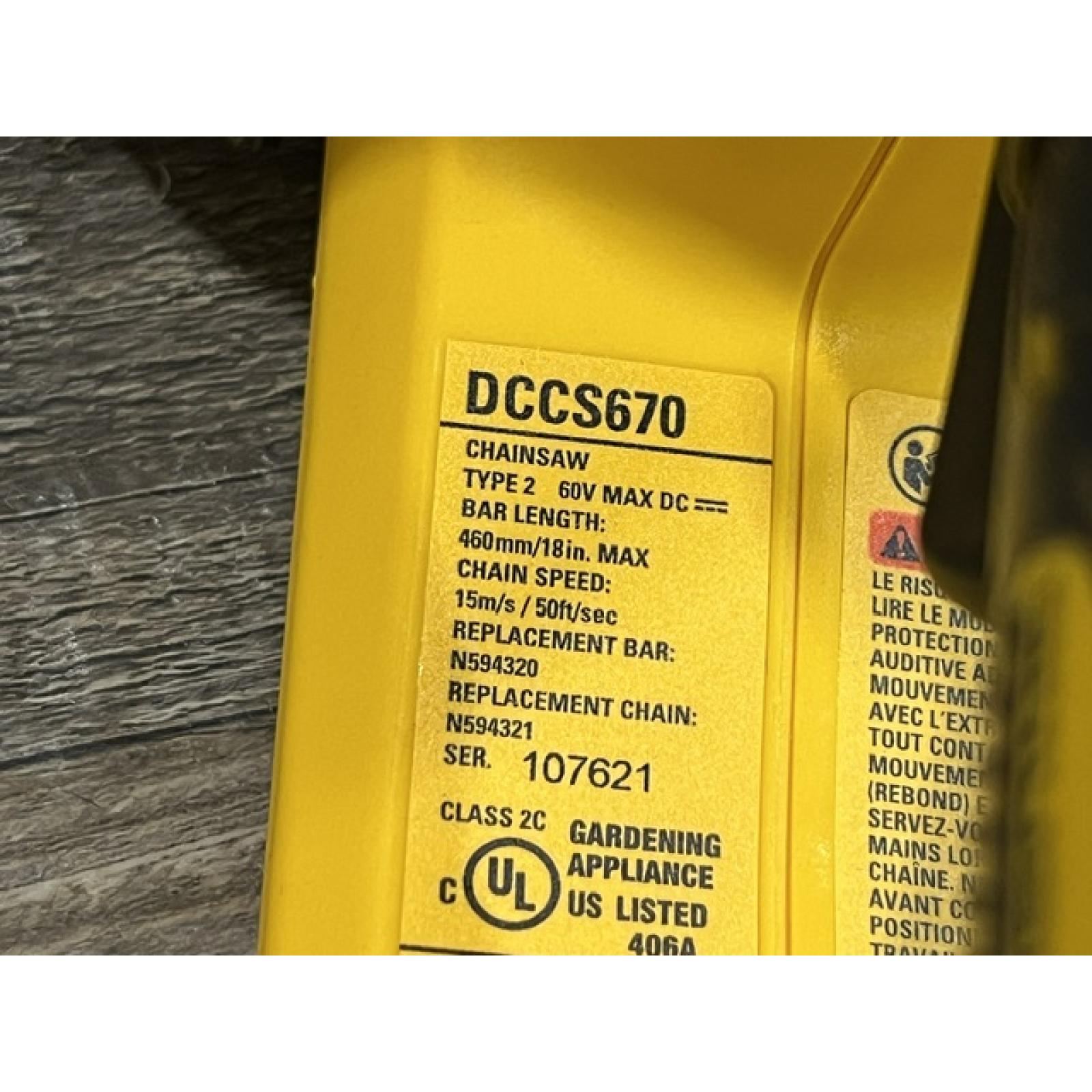 AS-IS DEWALT FLEXVOLT 60V MAX 16in. Brushless Cordless Battery Powered Chainsaw Kit