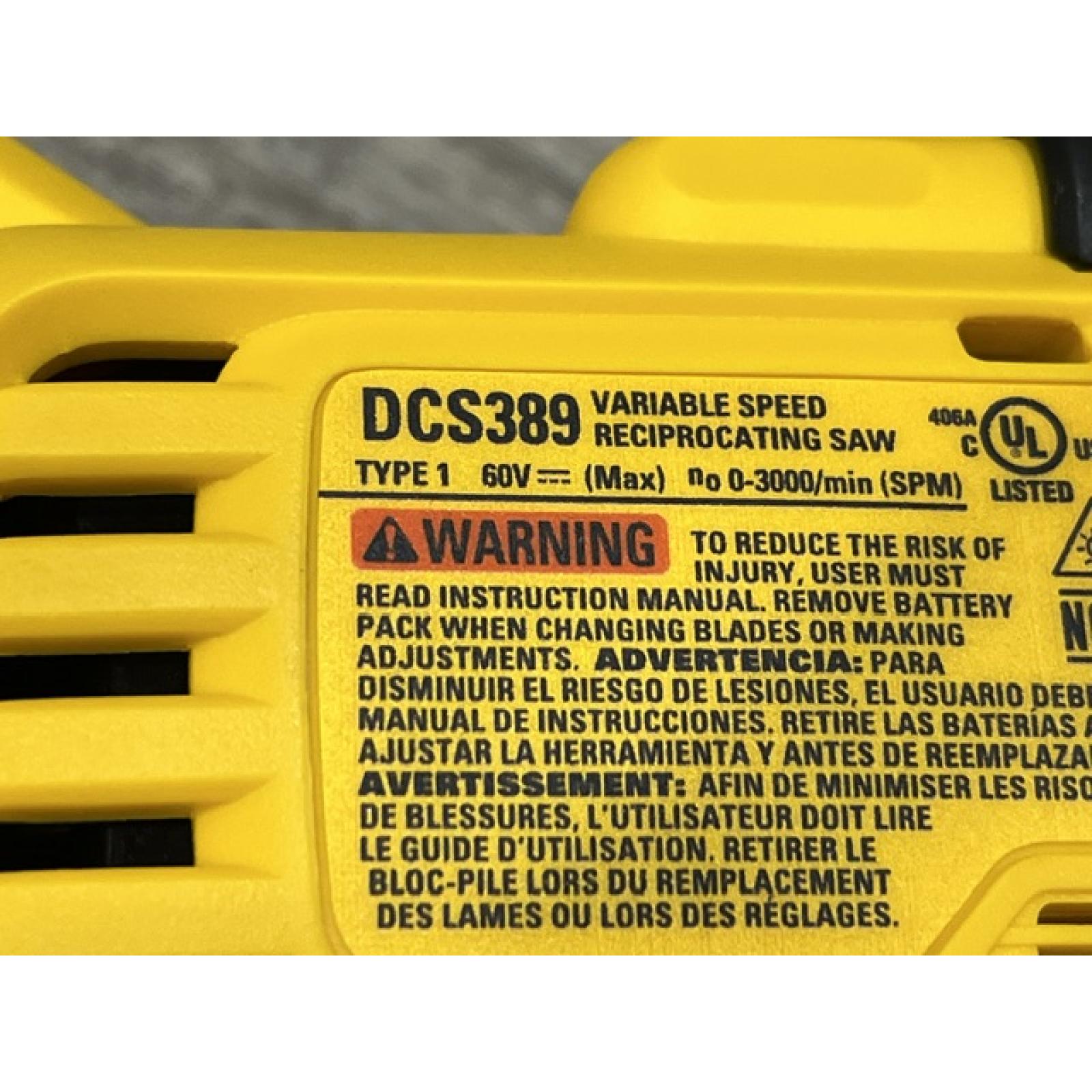 NEW - DEWALT FLEXVOLT 60V MAX Cordless Brushless Reciprocating Saw (Tool Only)