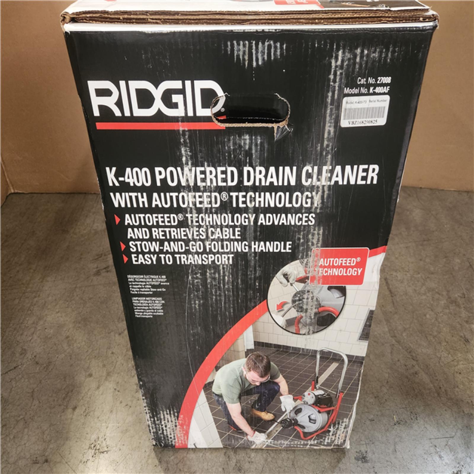 Phoenix NEW RIDGID K-400 AutoFeed Drain Cleaning Snake Auger 120-Volt Drum Machine and C-32IW 3/8 in. x 75 ft. Cable + Tool Set & Gloves