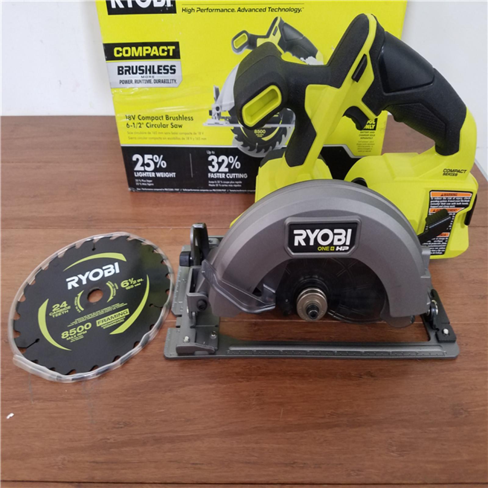 CALIFORNIA AS-IS RYOBI ONE+HP 18V COMPACT BRUSHLESS 6-1/2CIRCULAR SAW (TOOL ONLY)