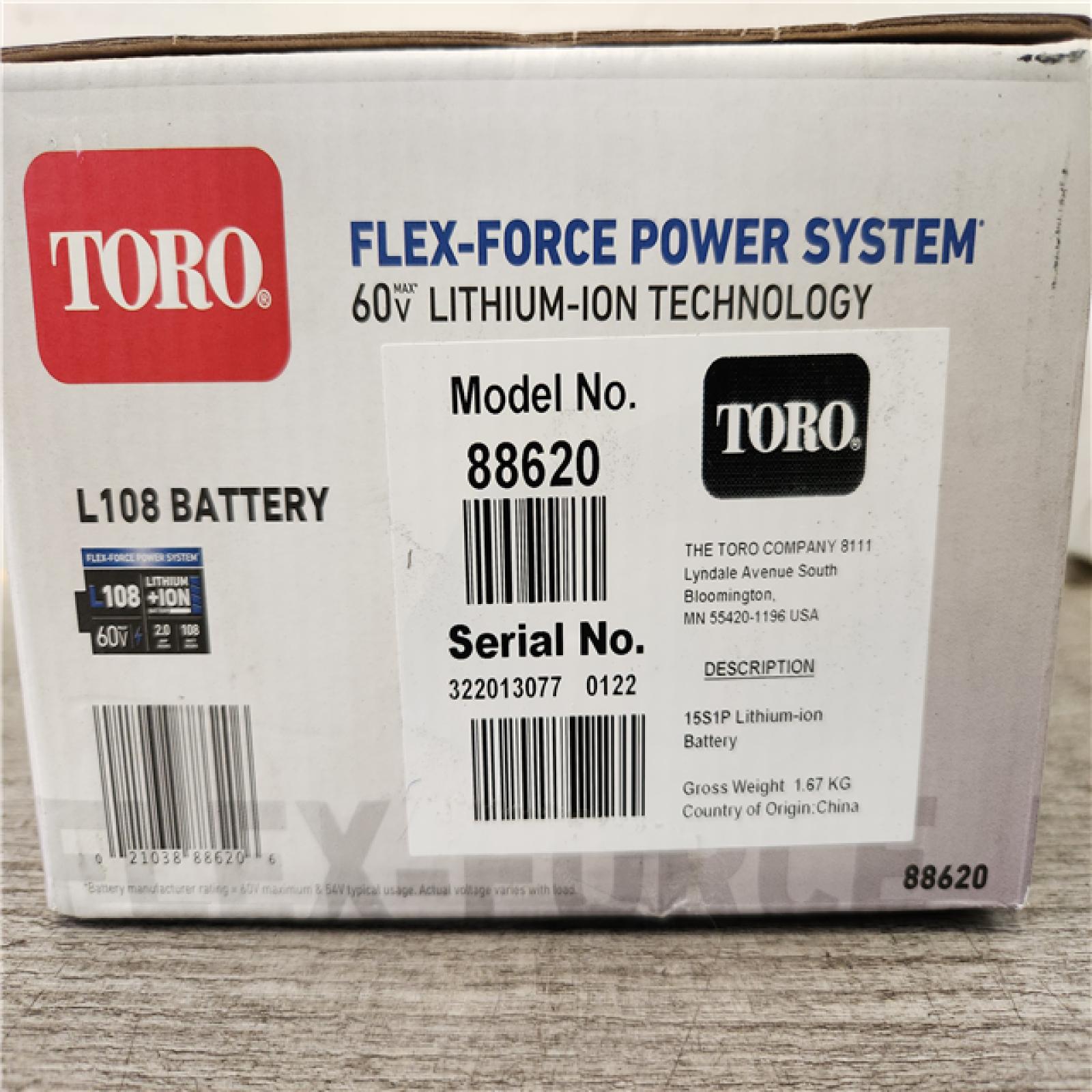 Phoenix Location NEW Toro 60 -Volt, 2 Ah 1 -Pack Lithium Ion (Li-ion) Battery (2-Pack)