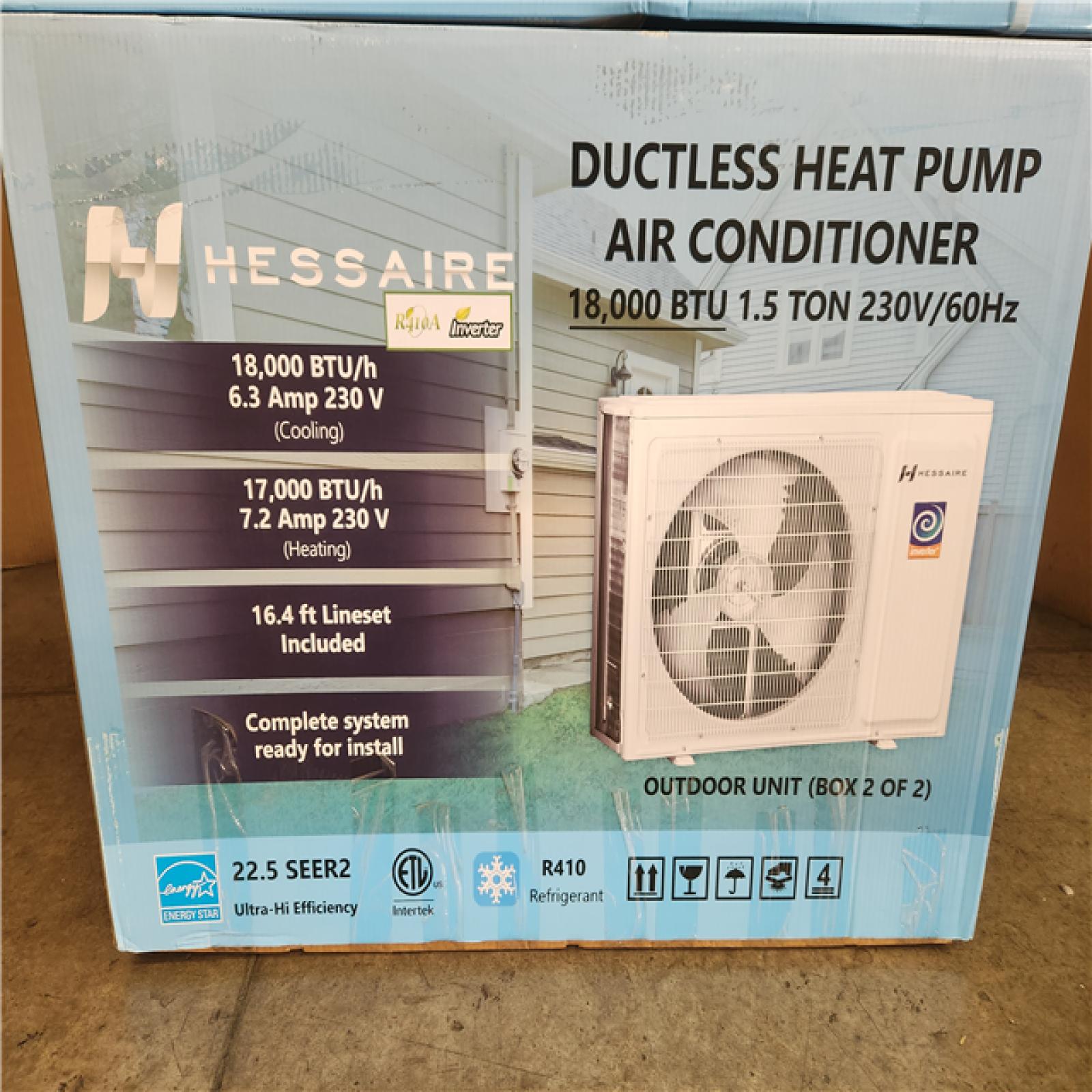 Phoenix NEW Hessaire DIY 21 SEER2 18 000 BTU WiFi 1.5-Ton Ductless Mini Split Air Conditioner  Heat Pump  Variable Speed Inverter-208V/230V
