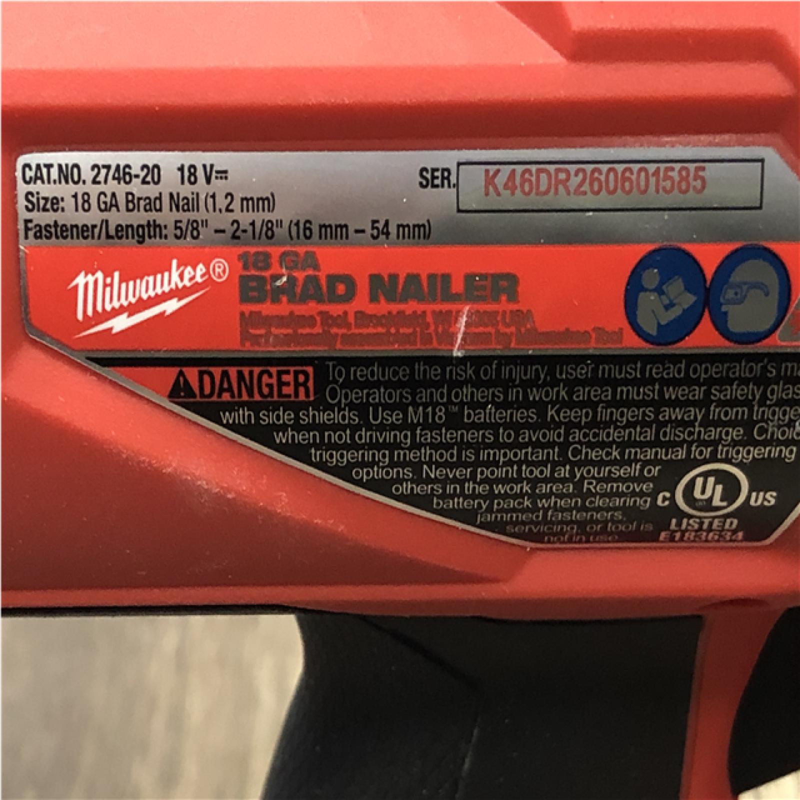 AS-IS Milwaukee FUEL 18-Volt Lithium-Ion Brushless Cordless Gen II 18-Gauge Brad Nailer (Tool-Only)