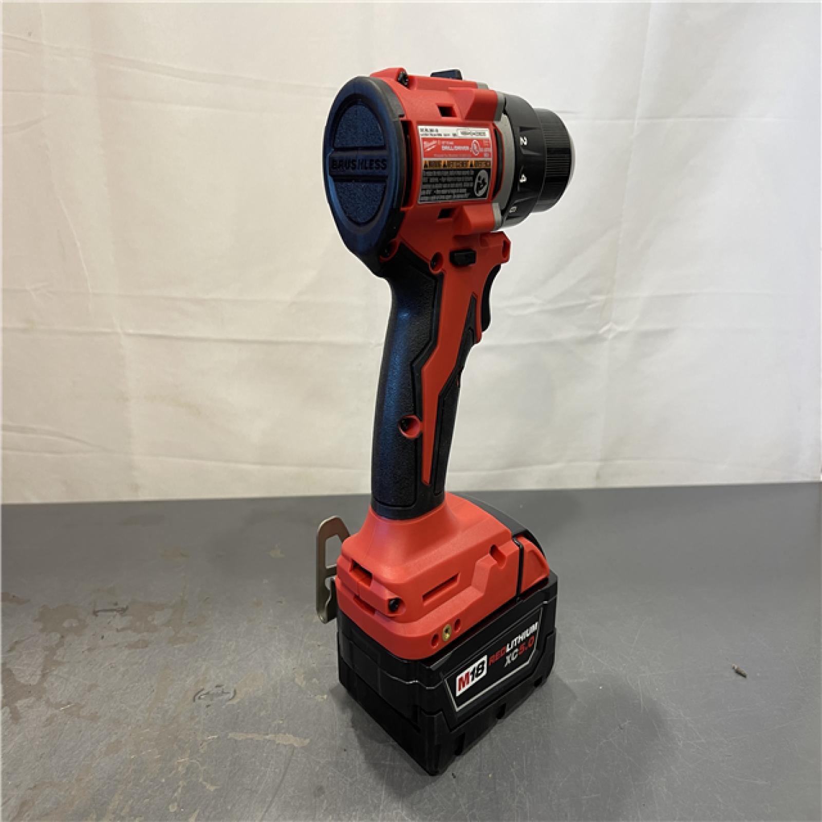 AS-IS - Milwaukee  M18 18V Lithium-Ion Brushless Cordless 1/2 in. Compact Drill/Driver Kit