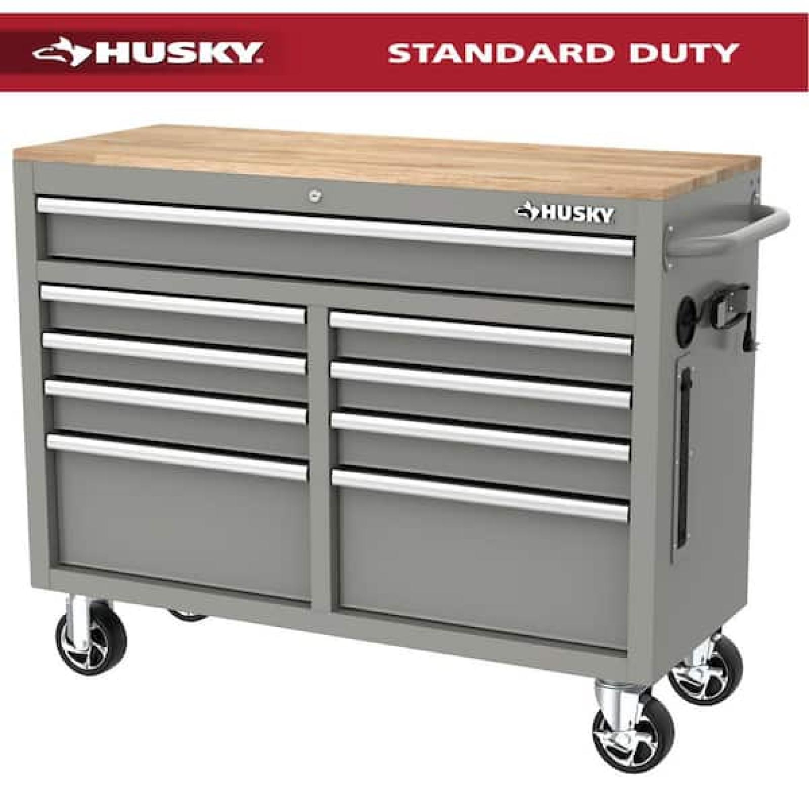 Phoenix NEW Husky Tool Storage 46 in. W Gloss Gray Mobile Workbench Cabinet (SEALED)