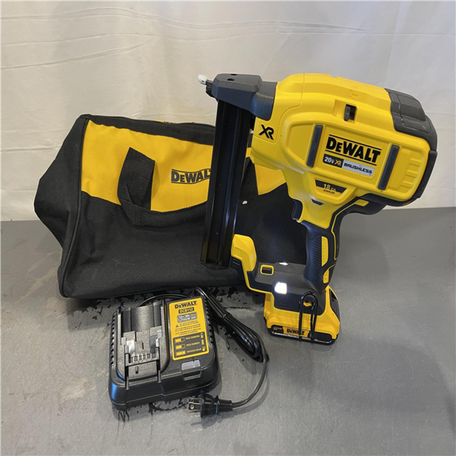 AS-IS - DeWALT 20V MAX XR Lithium-Ion Cordless 18-Gauge Narrow Crown Stapler Kit