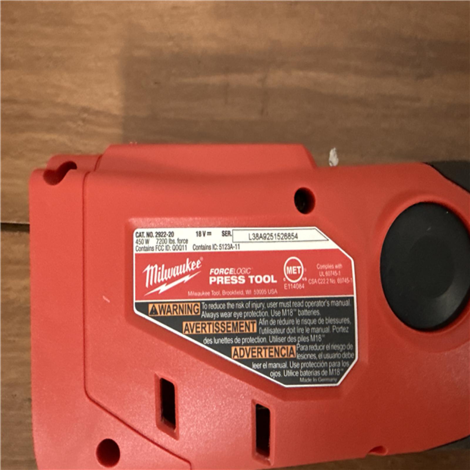 California AS-IS Milwaukee Forcelogic M18 Press Tool Kit  Includes (2) Batteries  Charger and Hard Case; Appears in Like New Condition