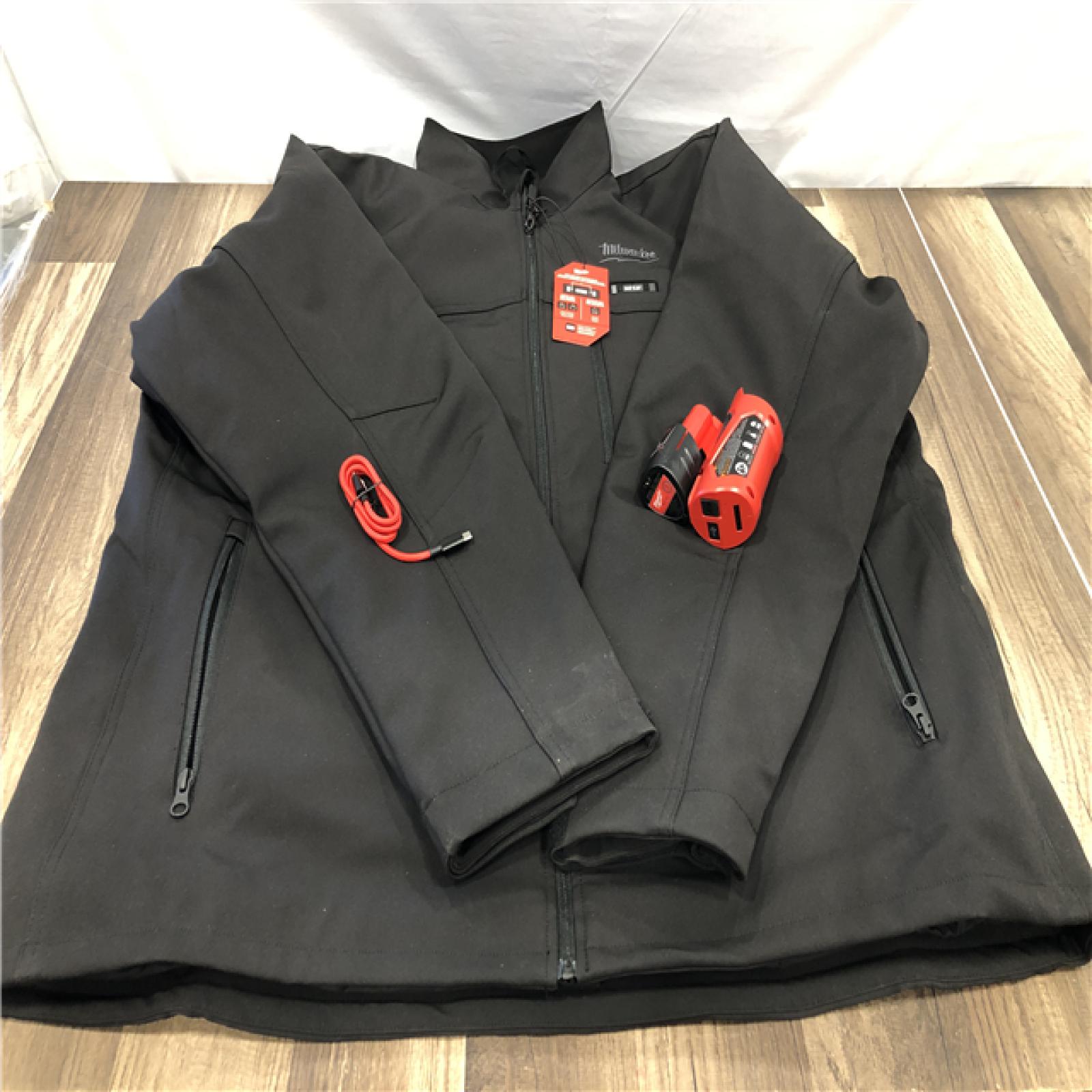 AS-IS Milwaukee Men's 2X-Large 12-Volt Lithium-Ion Cordless Tough Shell Black Heated Jacket with