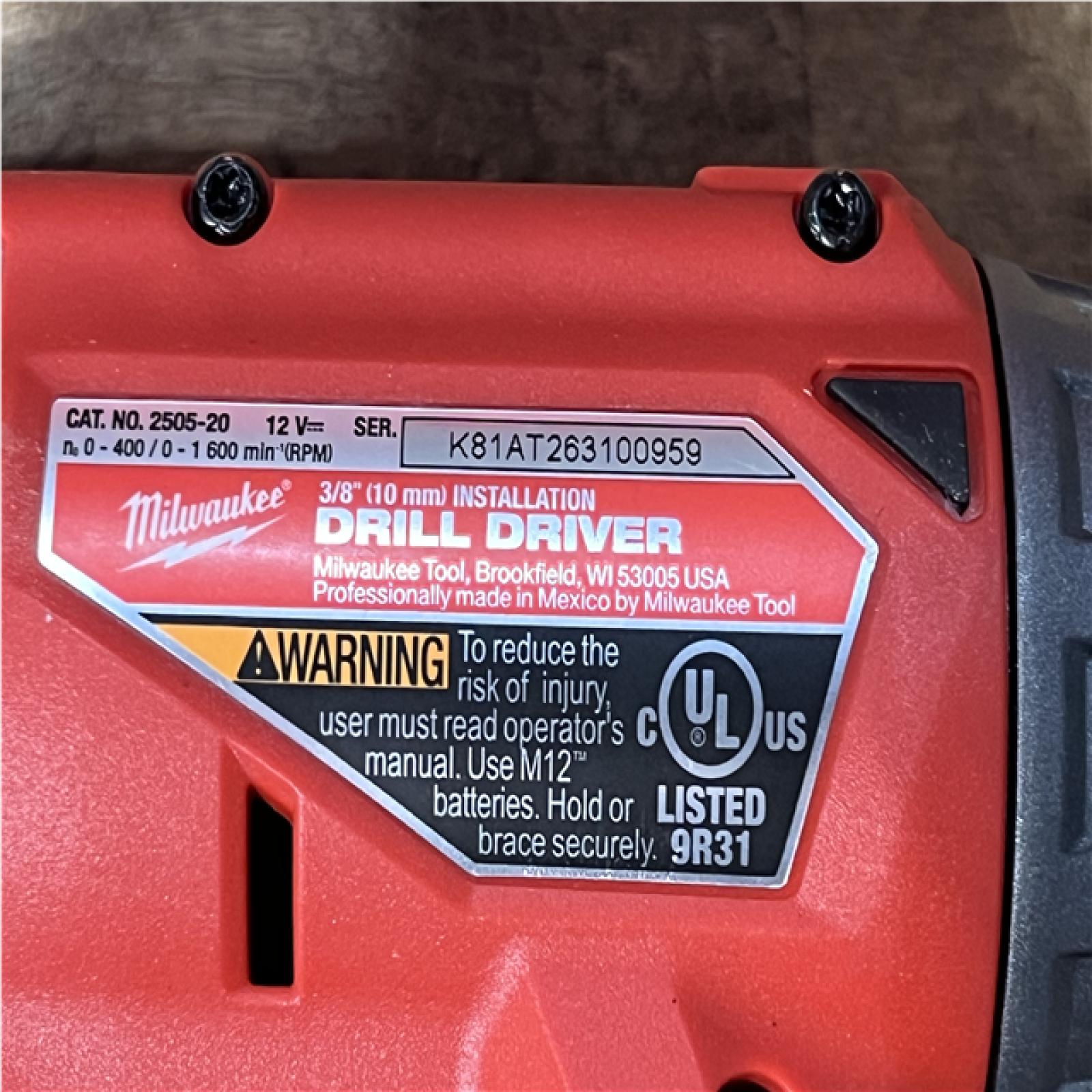 Houston Location AS-IS Milwaukee FUEL 12V Lithium-Ion Brushless Cordless 4-in-1 Installation 3/8 in. Drill Driver with 4 Tool Head (Tool-Only)