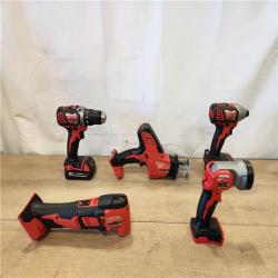 AS-IS- M18 18V Lithium-Ion Cordless Combo Kit (5-Tool) with (2) Batteries  Charger and Tool Bag