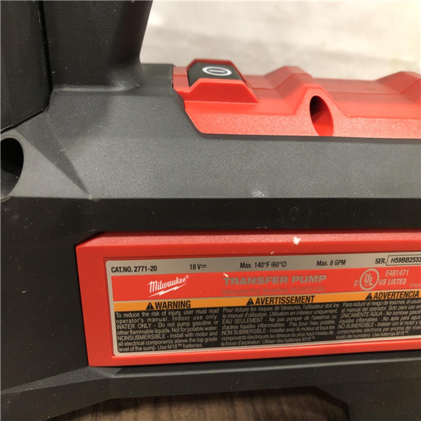 AS-IS Milwaukee 18-Volt 1/4 HP Lithium-Ion Cordless Transfer Pump (Tool Only)