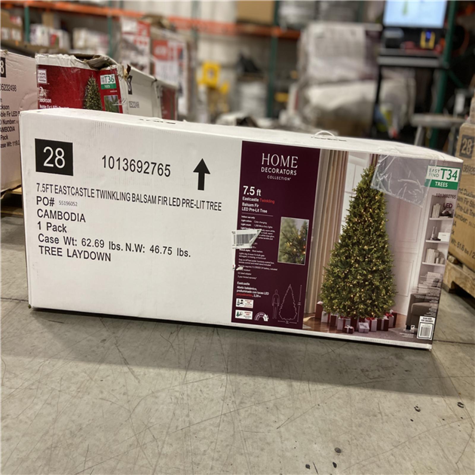DALLAS LOCATION - Home Decorators Collection 7.5 ft. Eastcastle Twinkling Balsam Fir LED Pre-Lit Artificial Christmas Tree T34