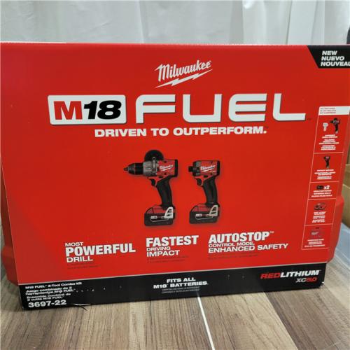 NEW! Milwaukee M18 FUEL 18V Lithium-Ion Brushless Cordless Hammer Drill and Impact Driver Combo Kit (2-Tool) with 2 Batteries