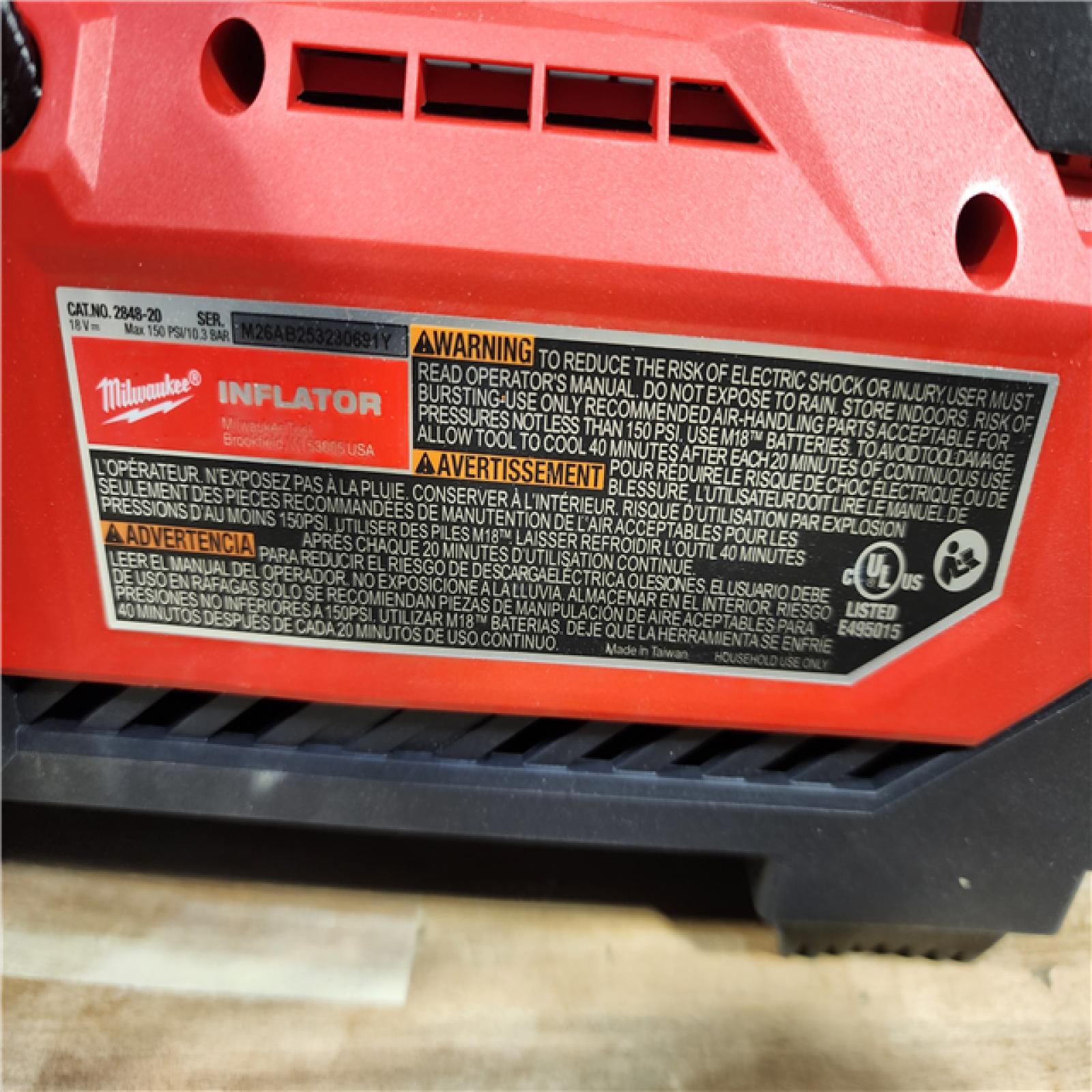 HOUSTON LOCATION - AS-IS Milwaukee  18-Volt Lithium-Ion Cordless Electric Portable Inflator (Tool-Only)