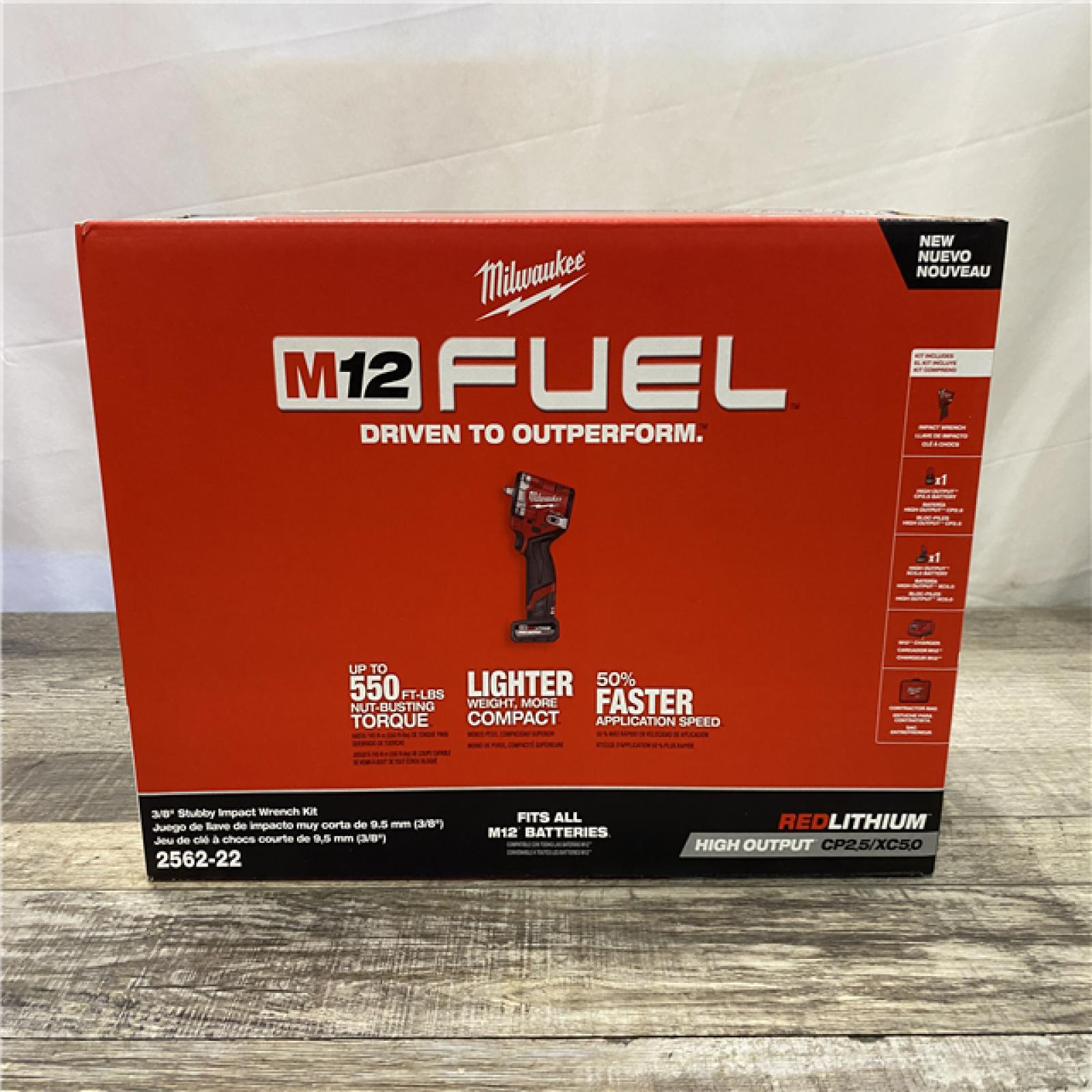 NEW - Milwaukee FUEL 12V Li-Ion Brushless Cordless Stubby 3/8 in. Impact Wrench Kit