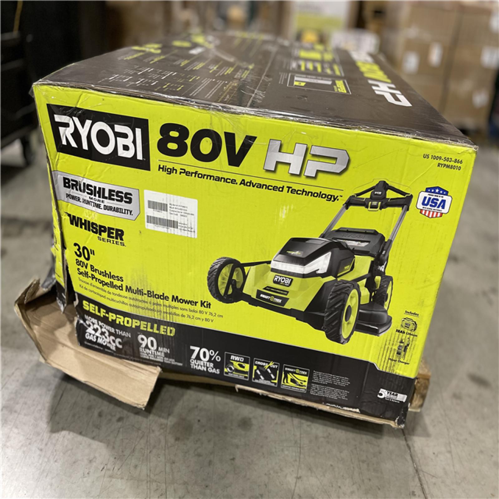 DALLAS LOCATION- RYOBI 80V HP Brushless Battery Cordless Electric 30 in. Multi-Blade Lawn Mower