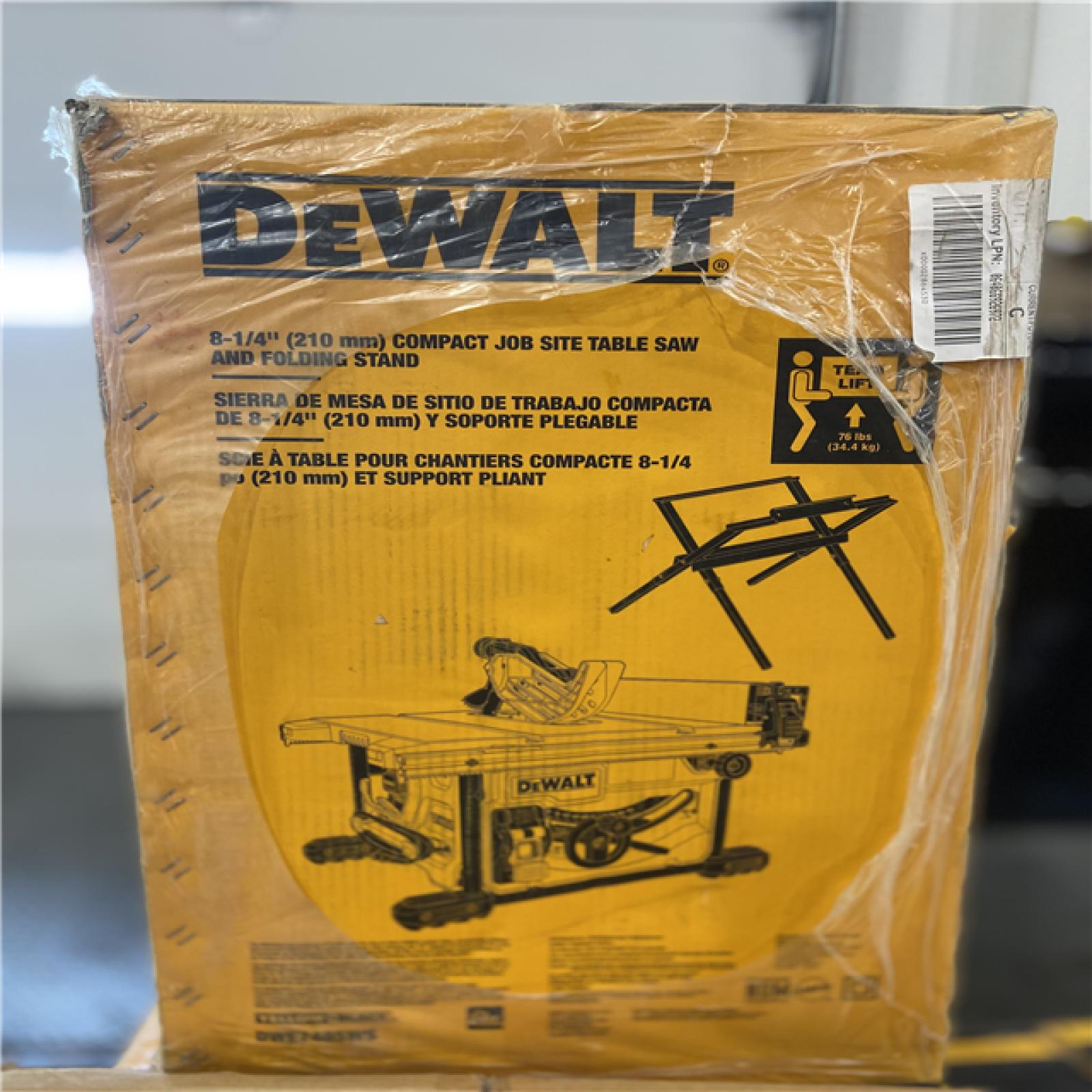 DALLAS LOCATION - NEW! DEWALT 15 Amp Corded 8-1/4 in. Compact Jobsite Tablesaw with Compact Table Saw Stand
