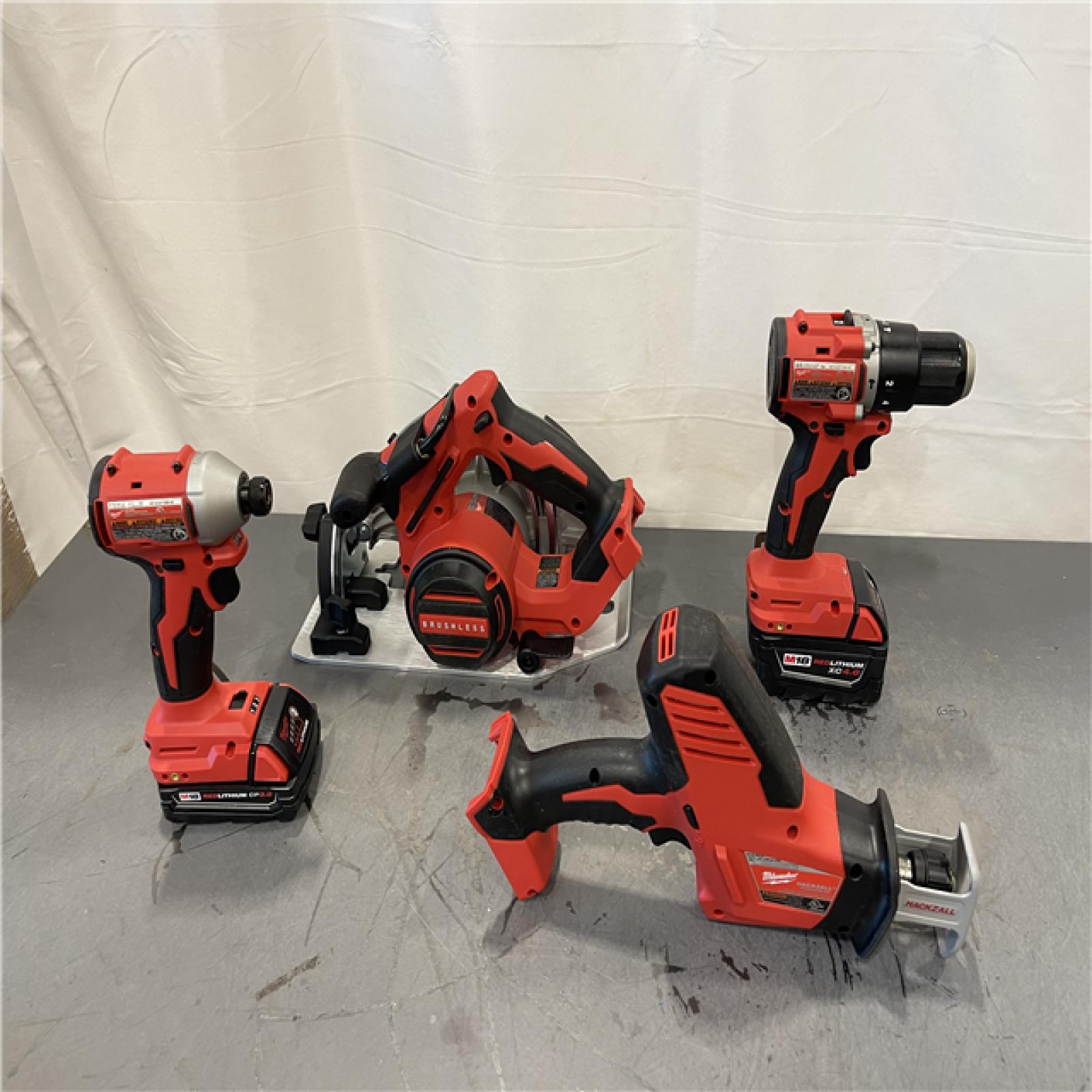 AS-IS - Milwaukee M18 18-Volt Lithium-Ion Brushless Cordless (4Tool) Combo Kit