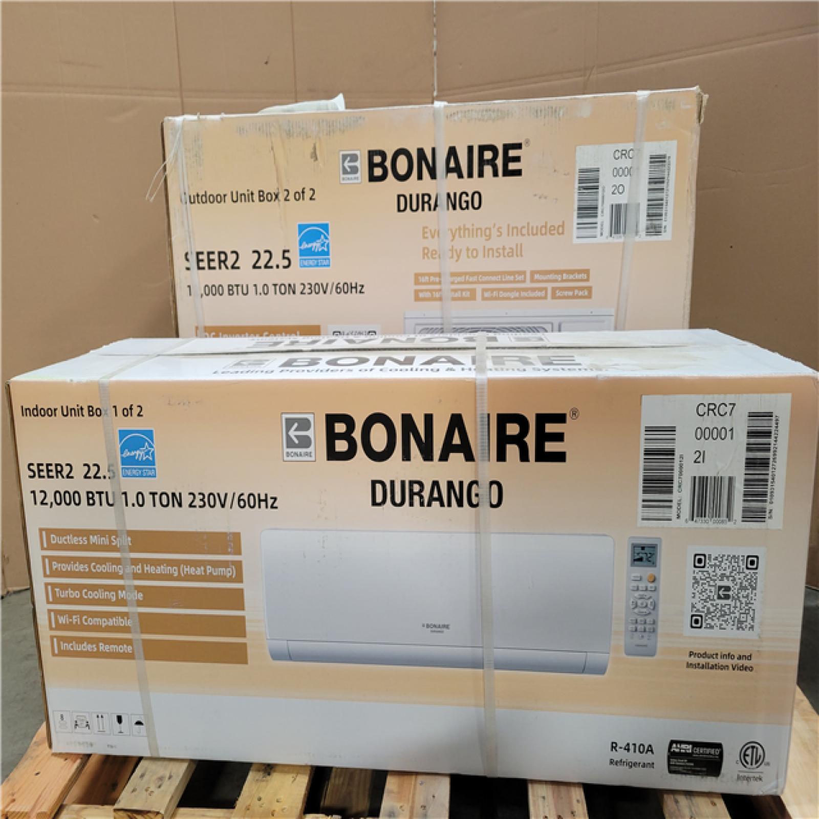 California NEW Bonaire Durango Split Air Conditioner (Damaged Boxes)