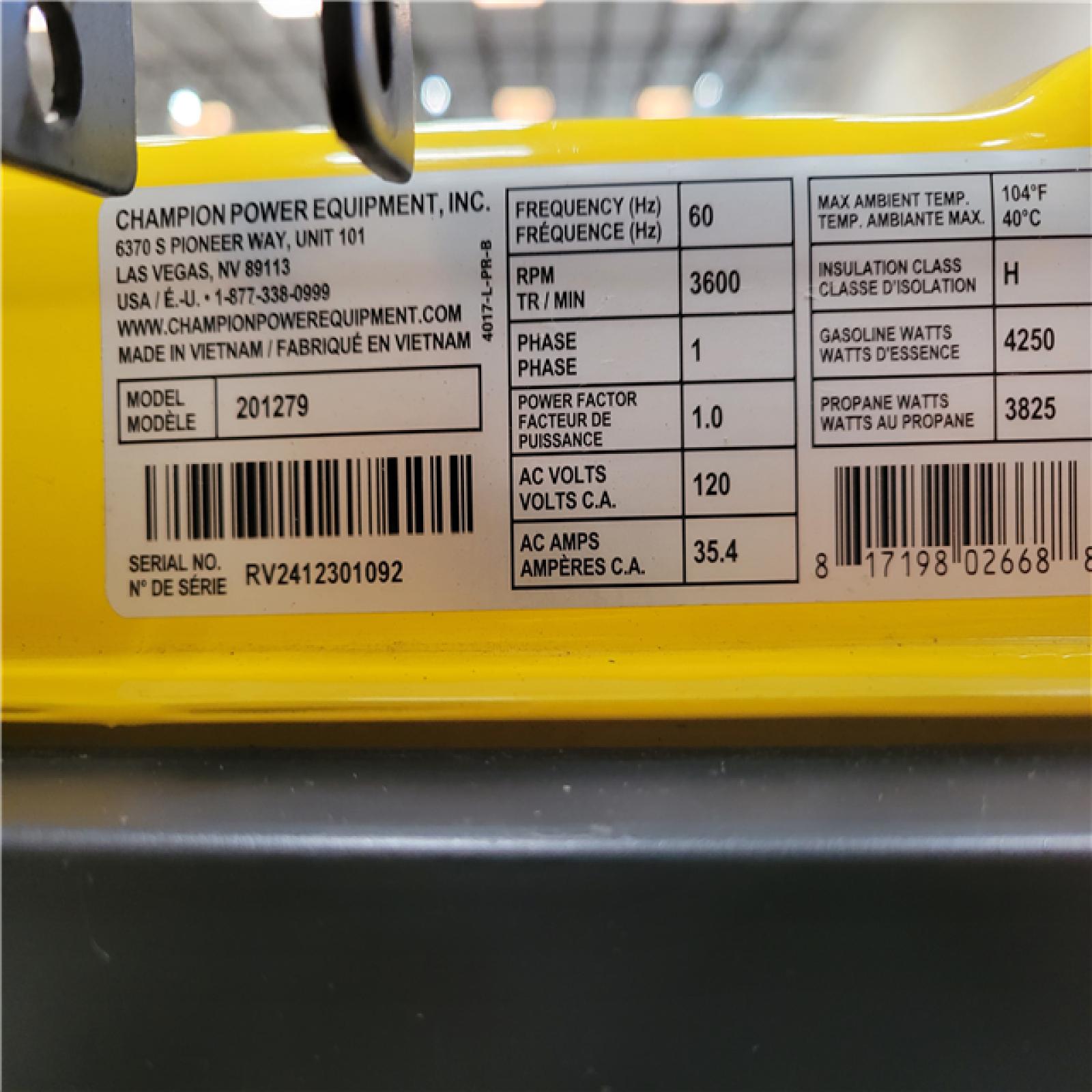 CALIFORNIA AS-IS CHAMPION 5300 PORTABLE GENERATOR