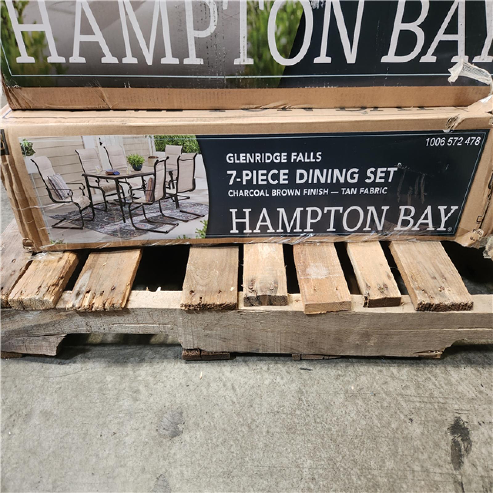 Phoenix LIKE NEW Hampton Bay Glenridge Falls 7-Piece Metal Padded Sling Rectangular Outdoor Dining Set in Putty Beige