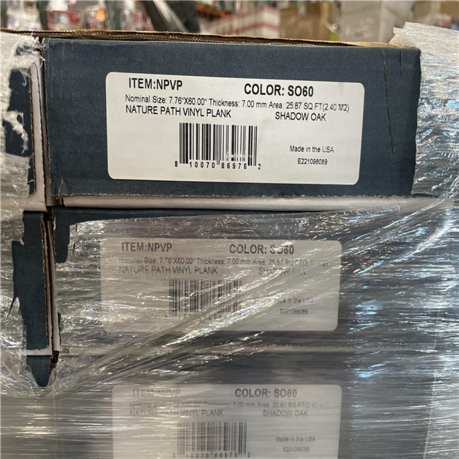 DALLAS LOCATION- Nature Path Shadow Oak Vinyl Plank Flooring Pallet(55 CASES)