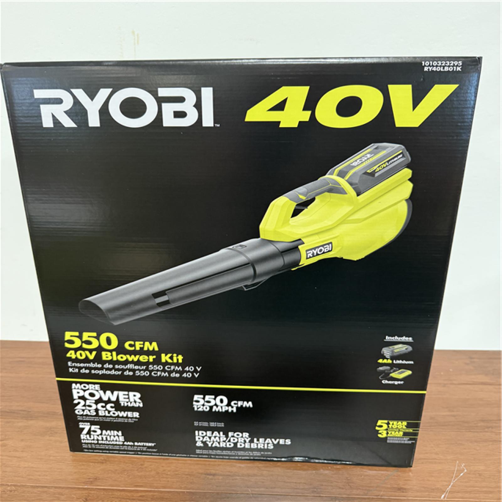California NEW Sealed Ryobi 40V 550 CFM Blower Kit, Includes (1) Battery & Charger