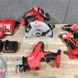 HOUSTON LOCATION - AS-IS (APPEARS LIKE NEW) Milwaukee M18 18-Volt Lithium-Ion Brushless Cordless Combo Kit (4-Tool) with 2-Batteries, 1-Charger and Tool Bag