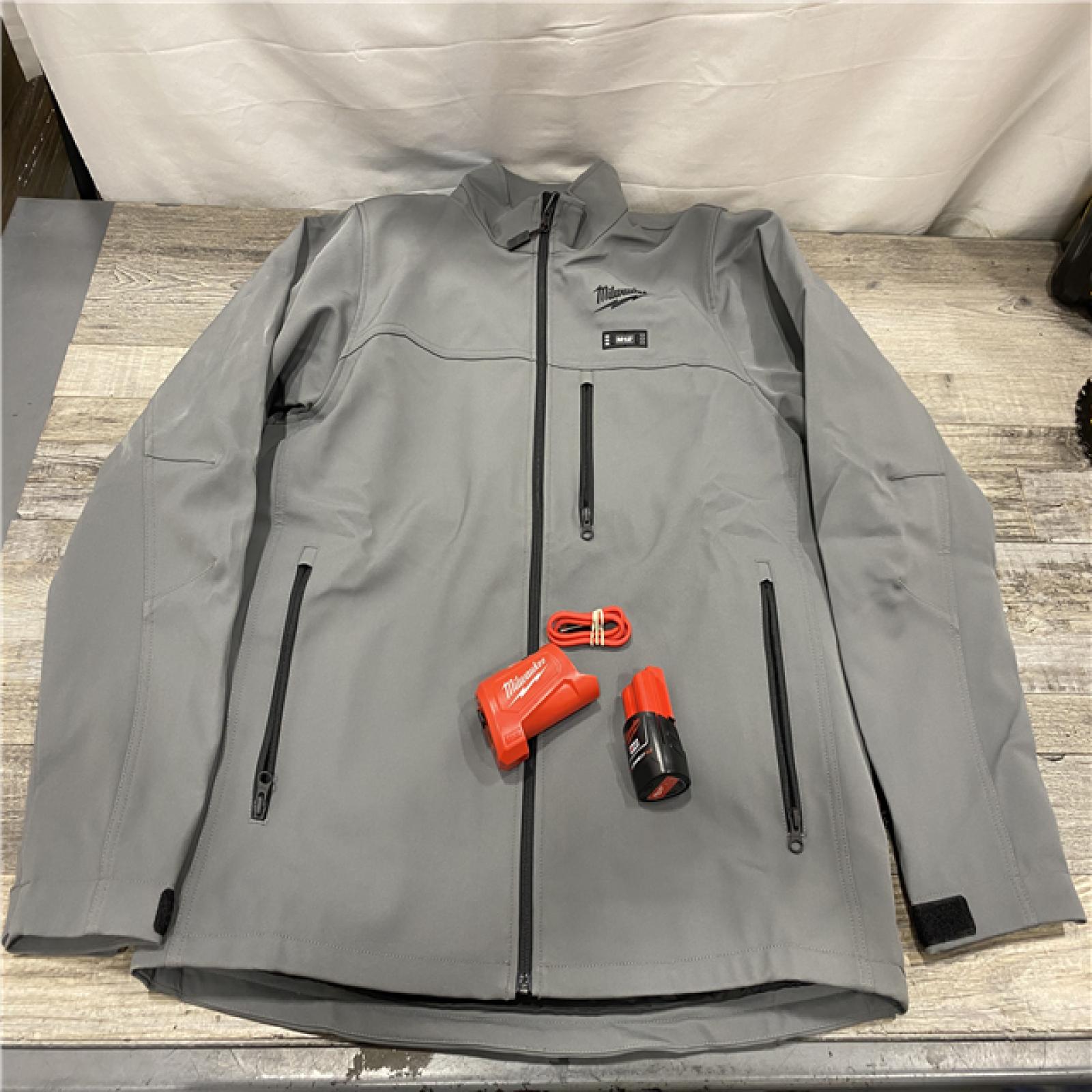 AS-IS Milwaukee Men's Large 12-Volt Lithium-Ion Cordless Tough Shell Gray Heated Jacket Kit