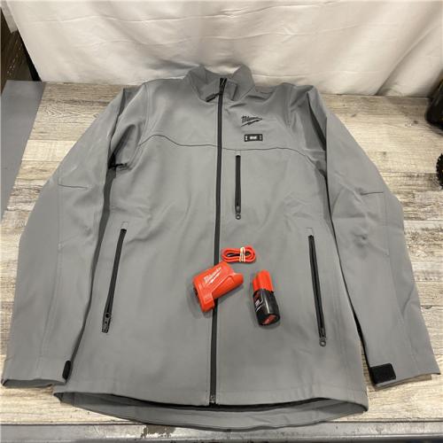 AS-IS Milwaukee Men's Large 12-Volt Lithium-Ion Cordless Tough Shell Gray Heated Jacket Kit