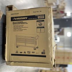 DALLAS LOCATION-AS-IS HUSKY 46IN 9-DRAWER MOBILE WORKBENCH SOLID WOOD TOP IN GLOSS BLACK