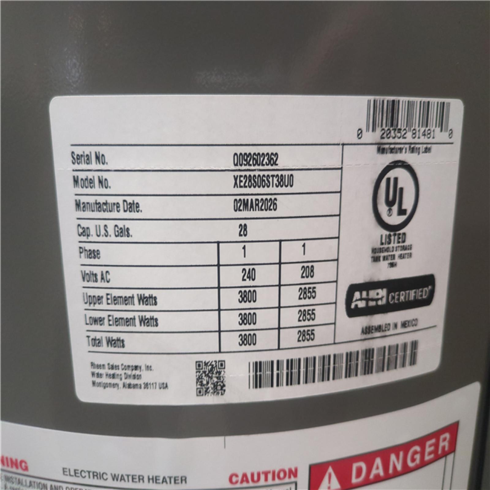 California AS-IS Rheem Water Heater