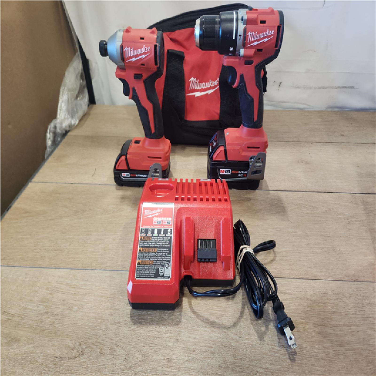 AS-IS- Milwaukee 18-Volt Lithium-Ion Brushless Cordless Compact Hammer Drill/Impact Combo Kit