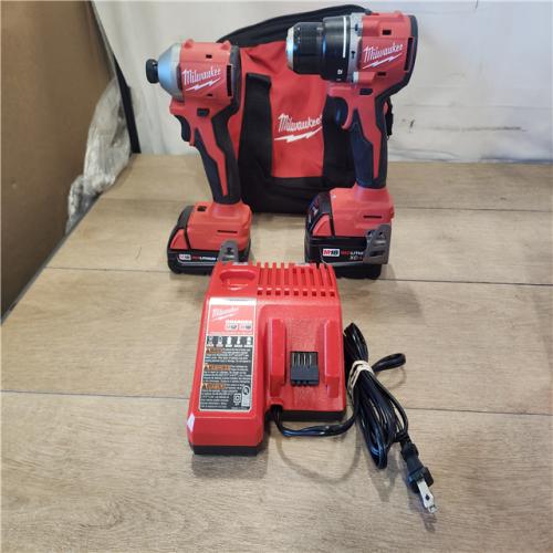 AS-IS- Milwaukee 18-Volt Lithium-Ion Brushless Cordless Compact Hammer Drill/Impact Combo Kit