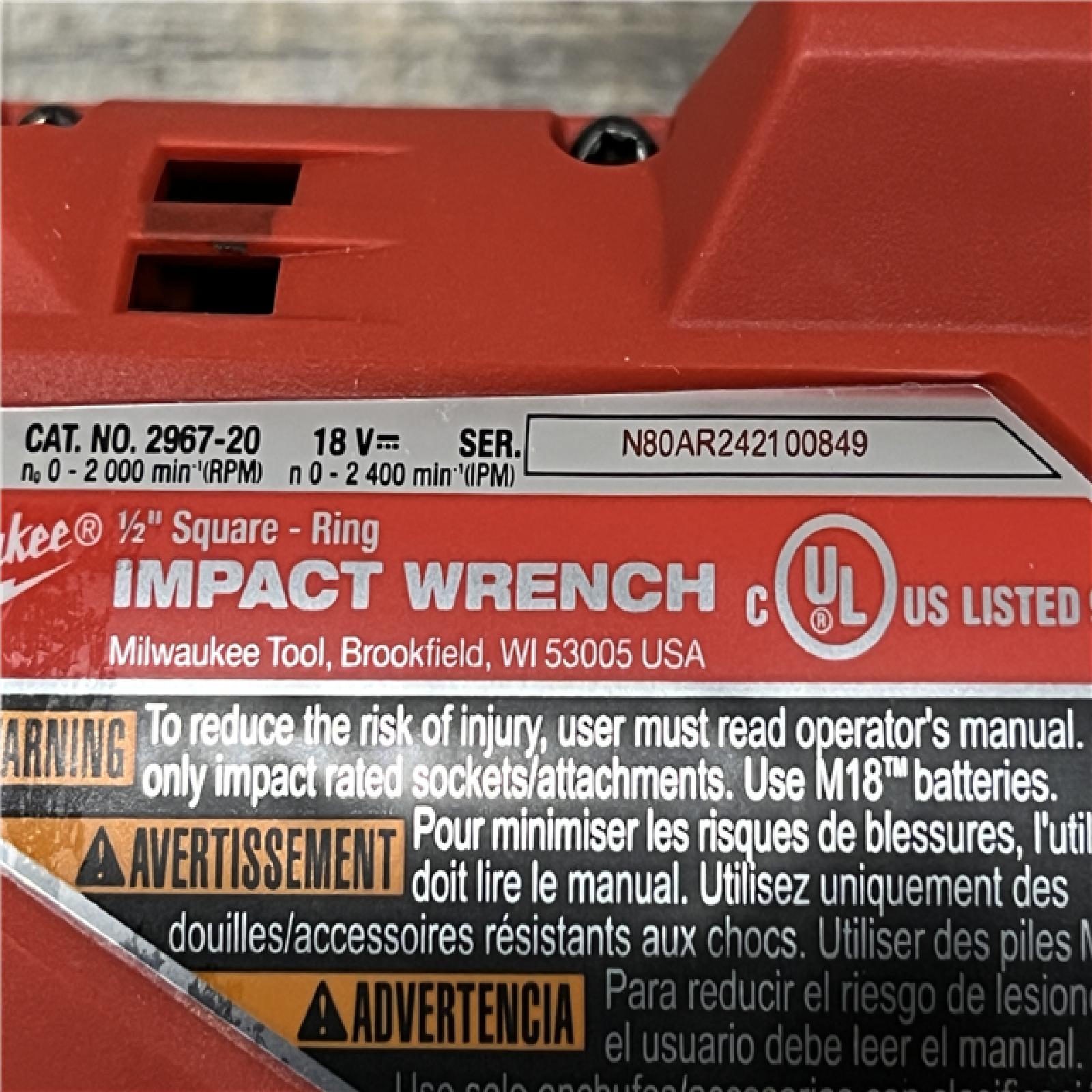 AS-IS Milwaukee FUEL 18V Lithium-Ion Brushless Cordless 1/2 in. Impact Wrench w/Friction Ring Kit