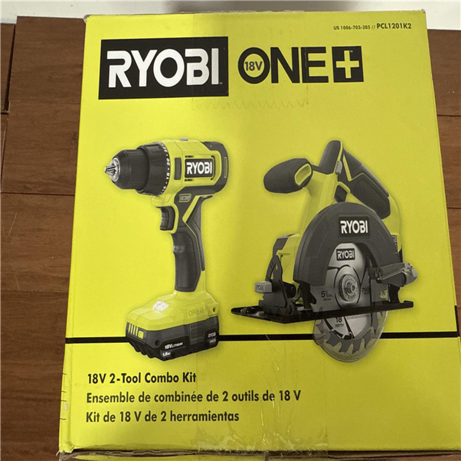 California NEW/Sealed Ryobi One+ 18V 2-Tool Combo Kit, Includes (2) Batteries, Charger & Tool Bag